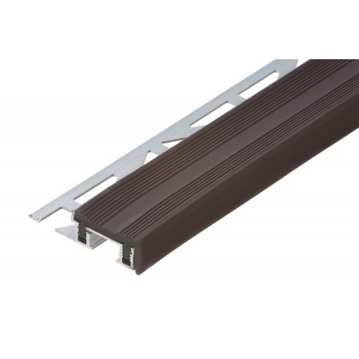 Profil schodowy z nakładką gumową srebrny aluminium naturalne 29x9,5x45 mm 2,5 m