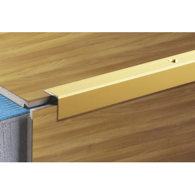 Profil schodowy ryflowany aluminium anoda złoty 20x20 mm